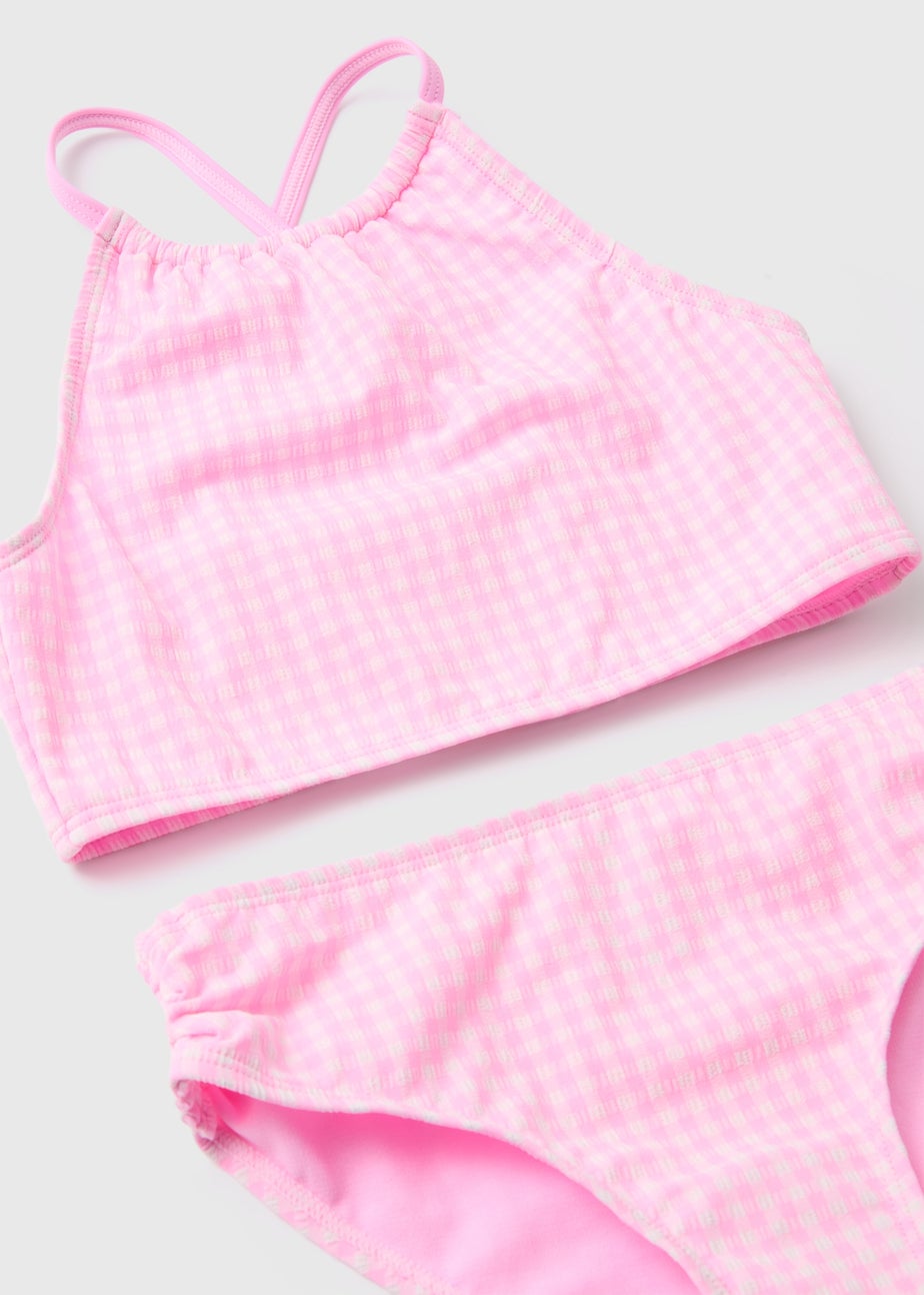 Girls Pink Gingham Bikini Set (6-14yrs)