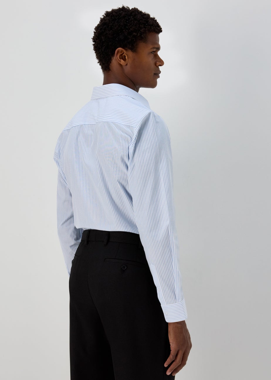 Taylor & Wright White Blue Stripes Regular Fit Shirt