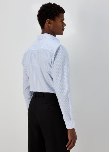 Taylor & Wright White Blue Stripes Regular Fit Shirt