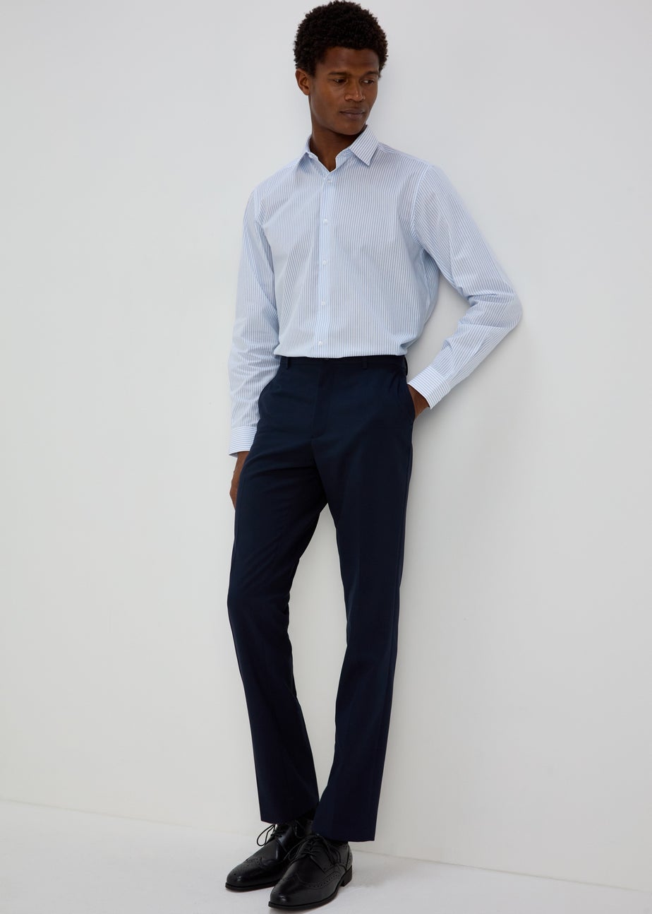 Taylor & Wright White Blue Stripes Regular Fit Shirt