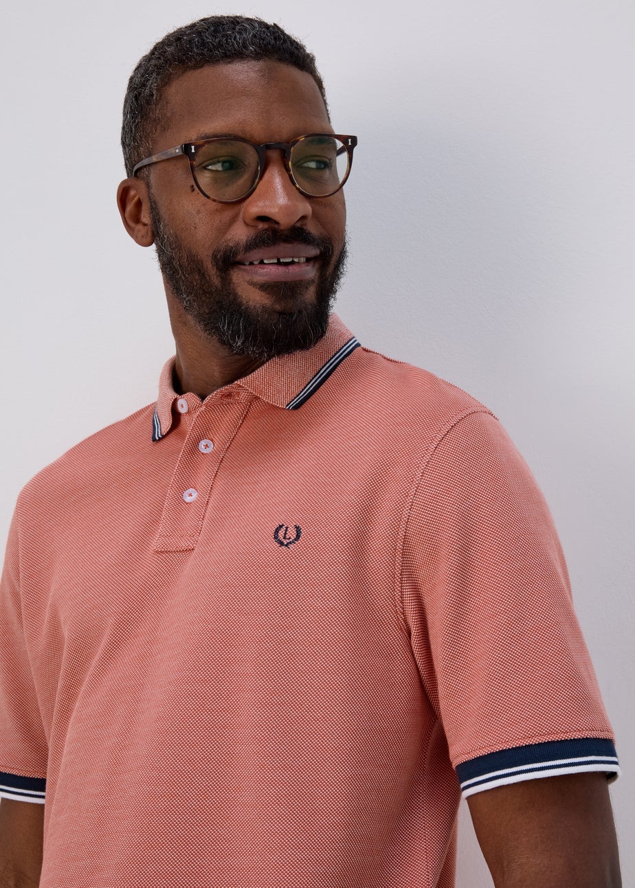 Lincoln Peach Textured Polo T-Shirt