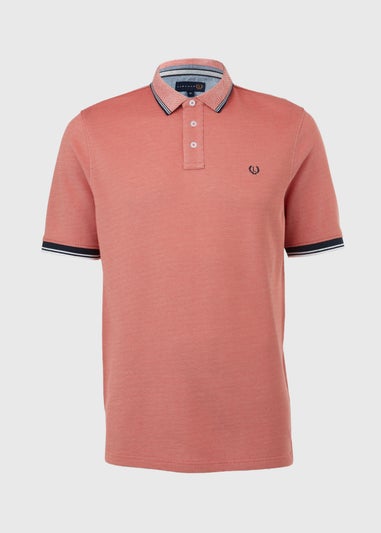 Lincoln Peach Textured Polo T-Shirt