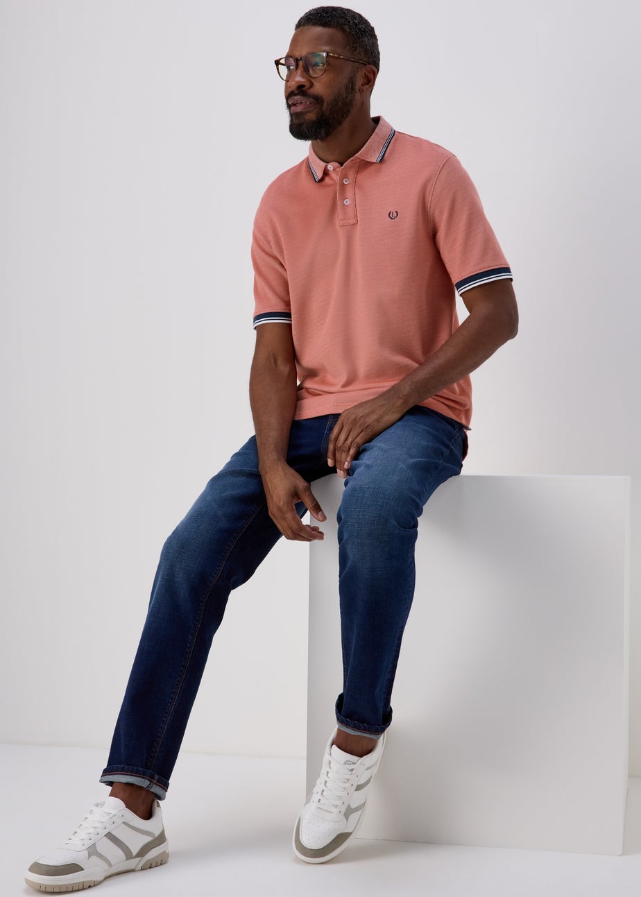 Lincoln Peach Textured Polo T-Shirt