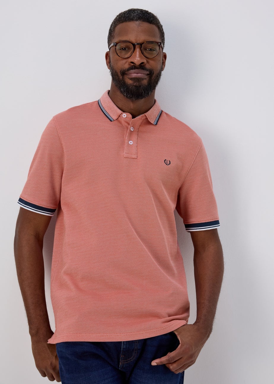 Lincoln Peach Textured Polo T-Shirt