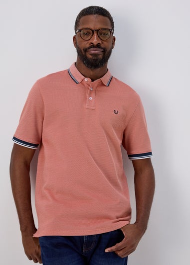Lincoln Peach Textured Polo T-Shirt