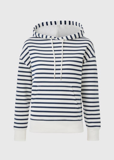 Cream Basic Stripe Hoodie