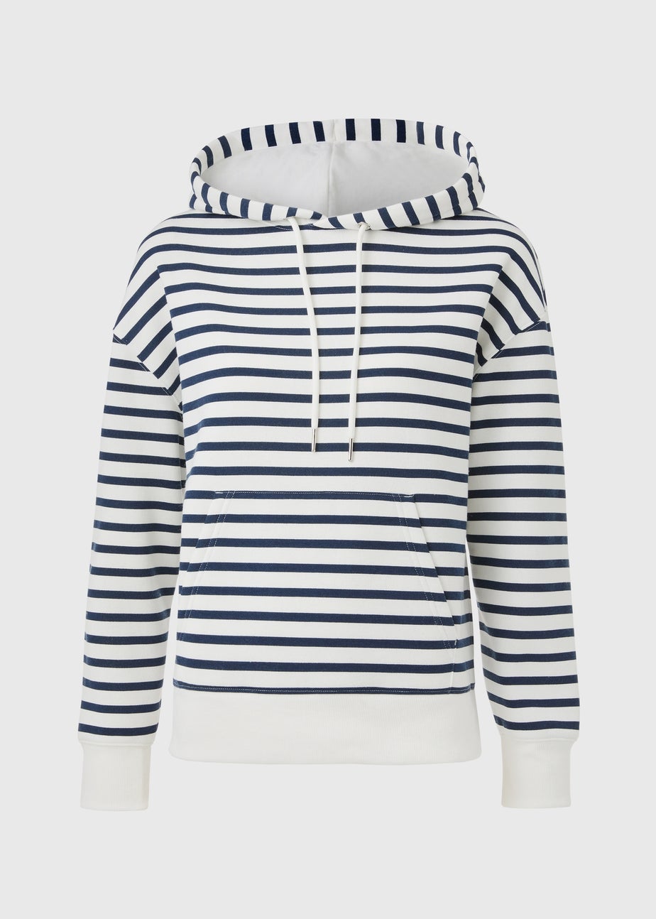 Cream Basic Stripe Hoodie