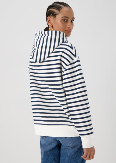 Cream Basic Stripe Hoodie