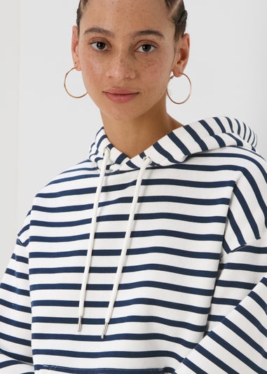 Cream Basic Stripe Hoodie