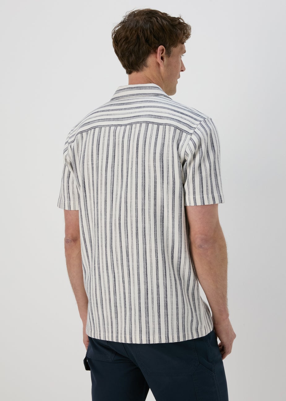 Ecru Stripe Design Cheesecloth Shirt