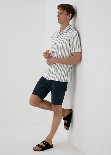 Ecru Stripe Design Cheesecloth Shirt