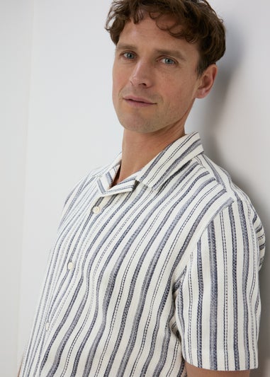 Ecru Stripe Design Cheesecloth Shirt