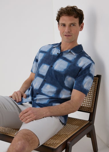 Blue Vivid Print Short Sleeve Shirt