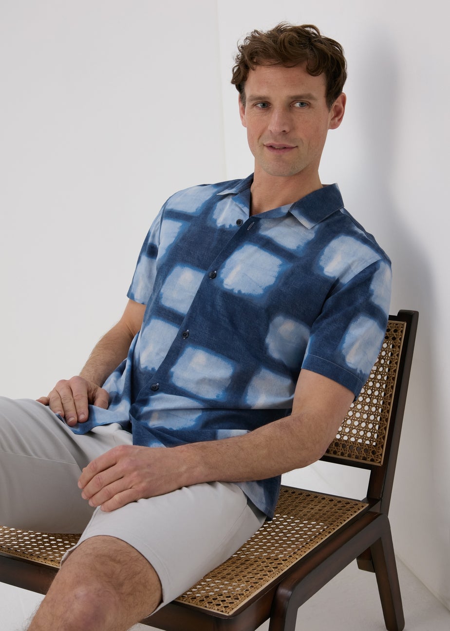 Blue Vivid Print Short Sleeve Shirt