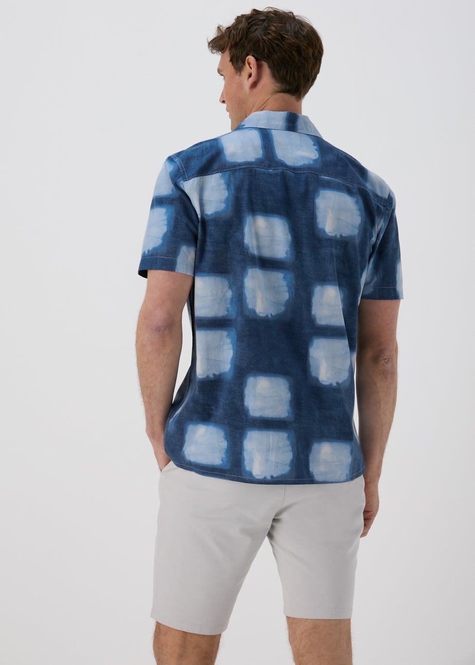 Blue Vivid Print Short Sleeve Shirt