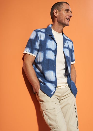 Blue Vivid Print Short Sleeve Shirt