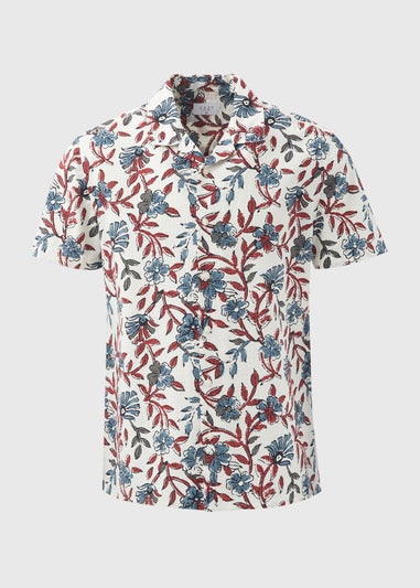 Ecru Red Floral Print Shirt