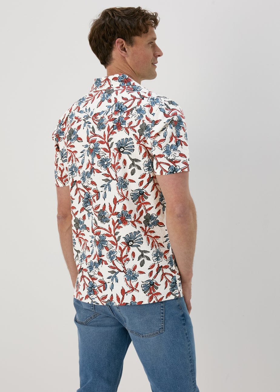 Ecru Red Floral Print Shirt