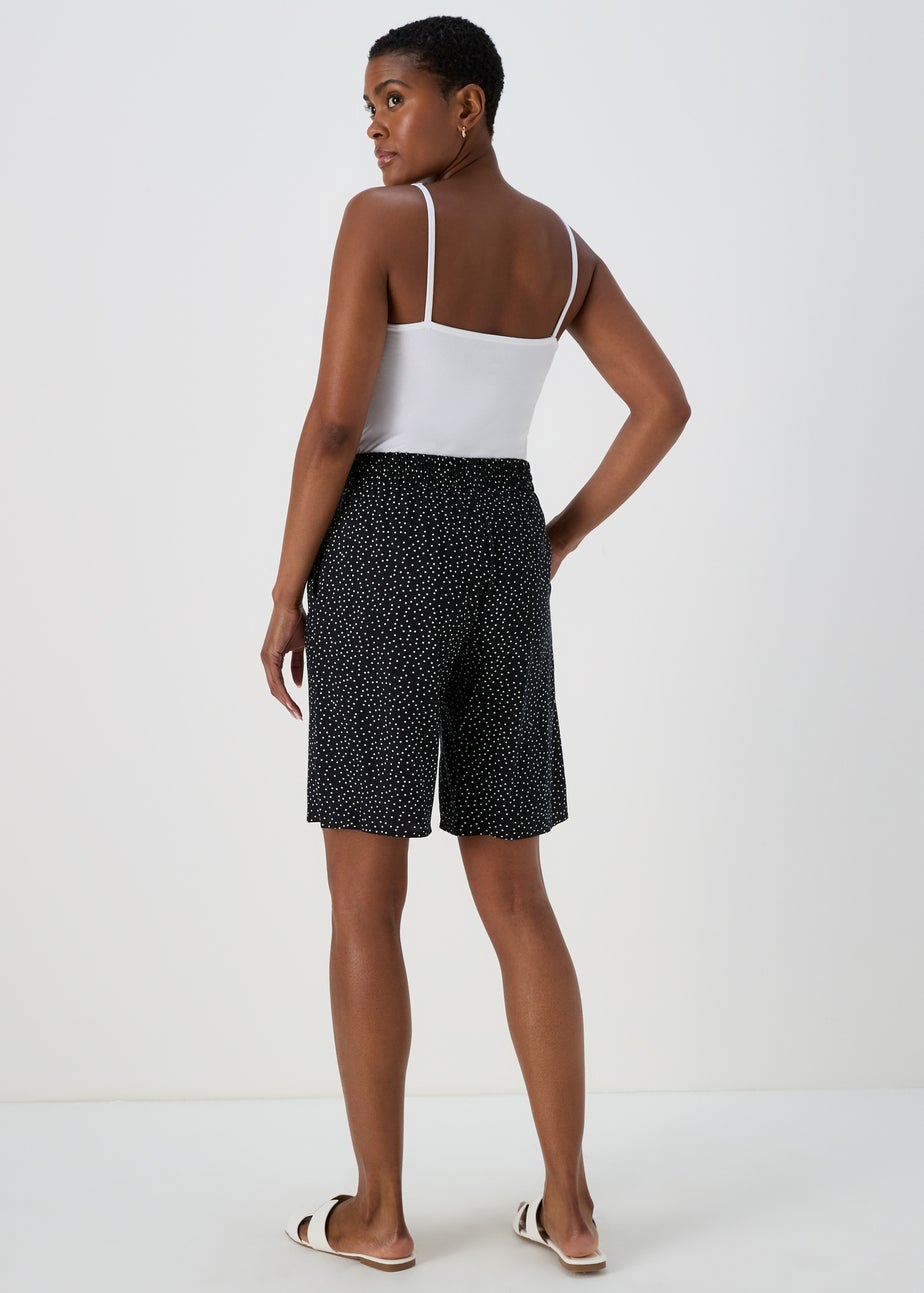 Black Dot Print Viscose Bermuda Shorts