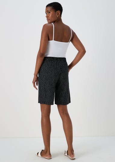 Black Dot Print Viscose Bermuda Shorts