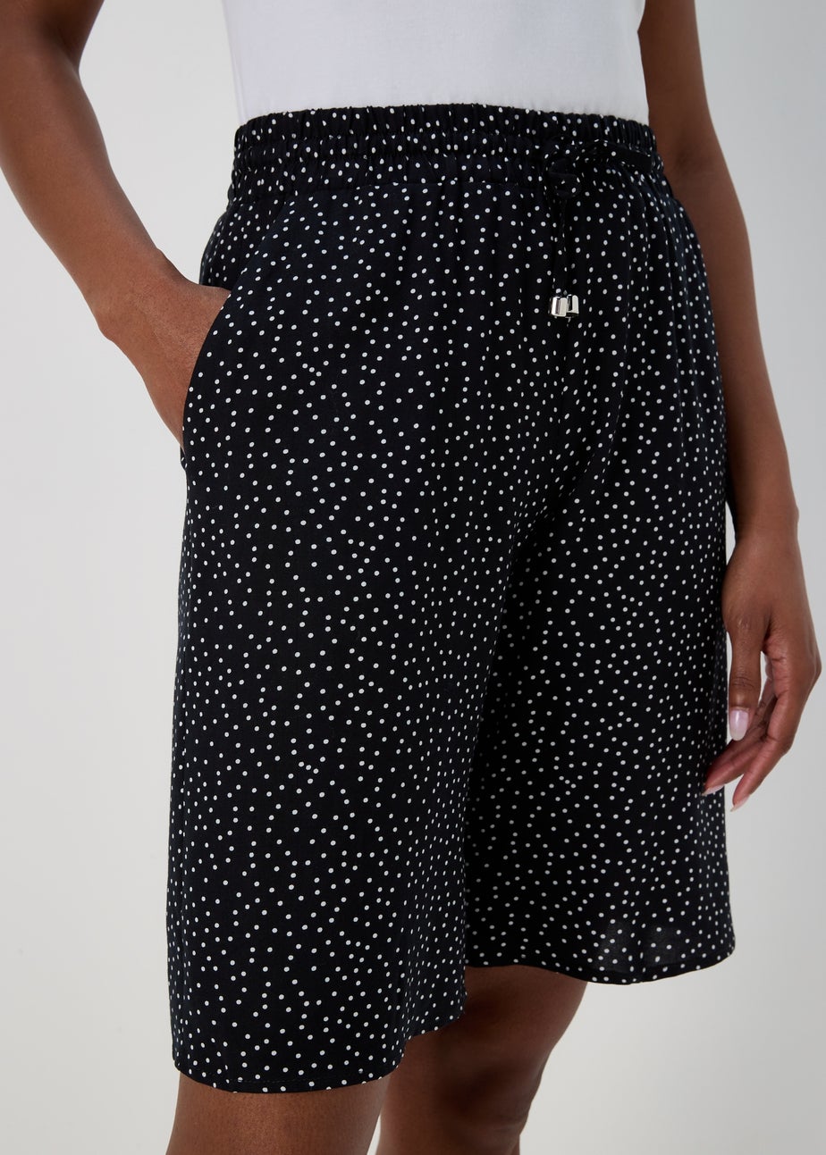 Black Dot Print Viscose Bermuda Shorts