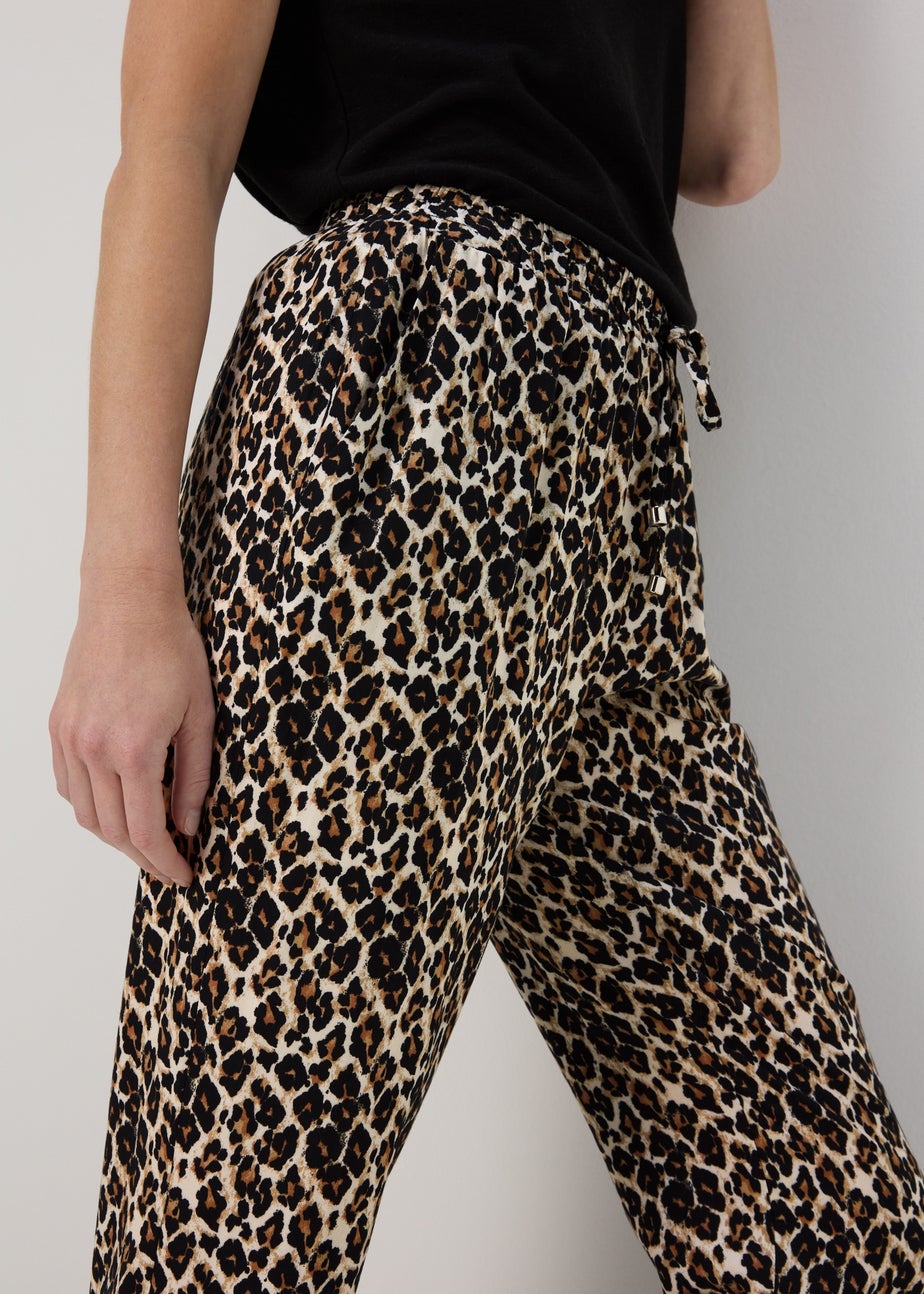 Brown Viscose Tapered Trousers