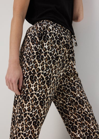 Brown Viscose Tapered Trousers