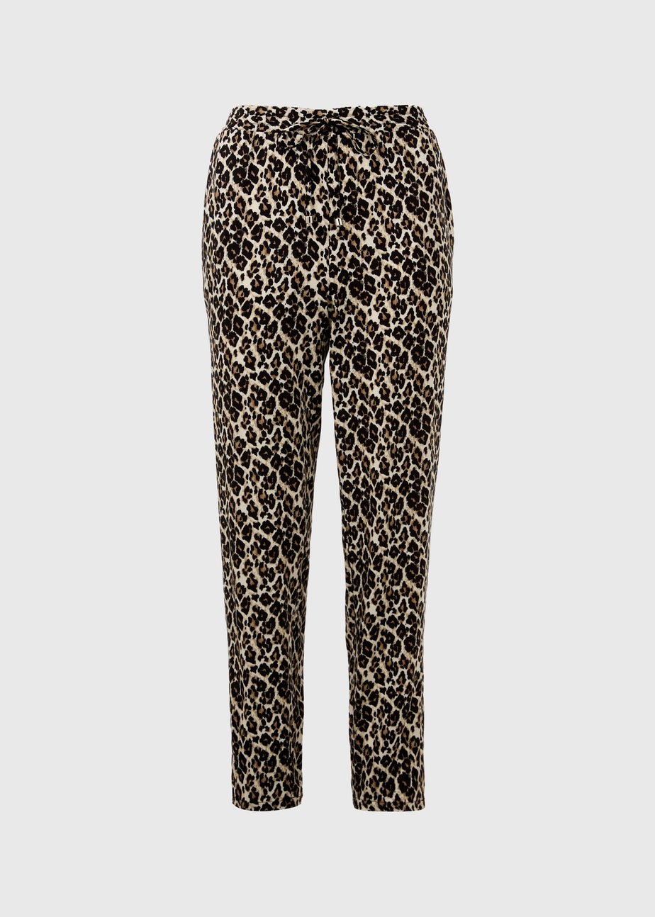 Brown Viscose Tapered Trousers