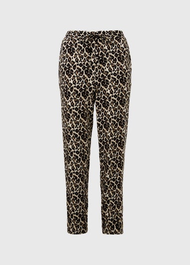 Brown Viscose Tapered Trousers