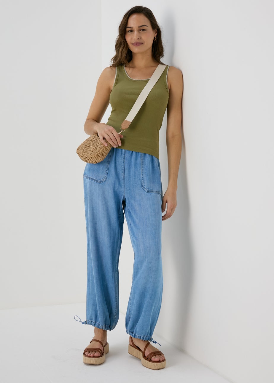 Denim Parachute Trousers
