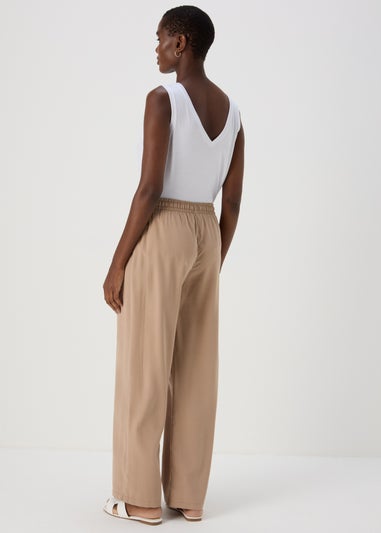 Beige Wide Leg Trousers