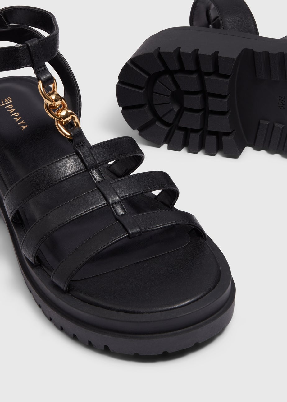 Black Chunky Gladiator Sandals