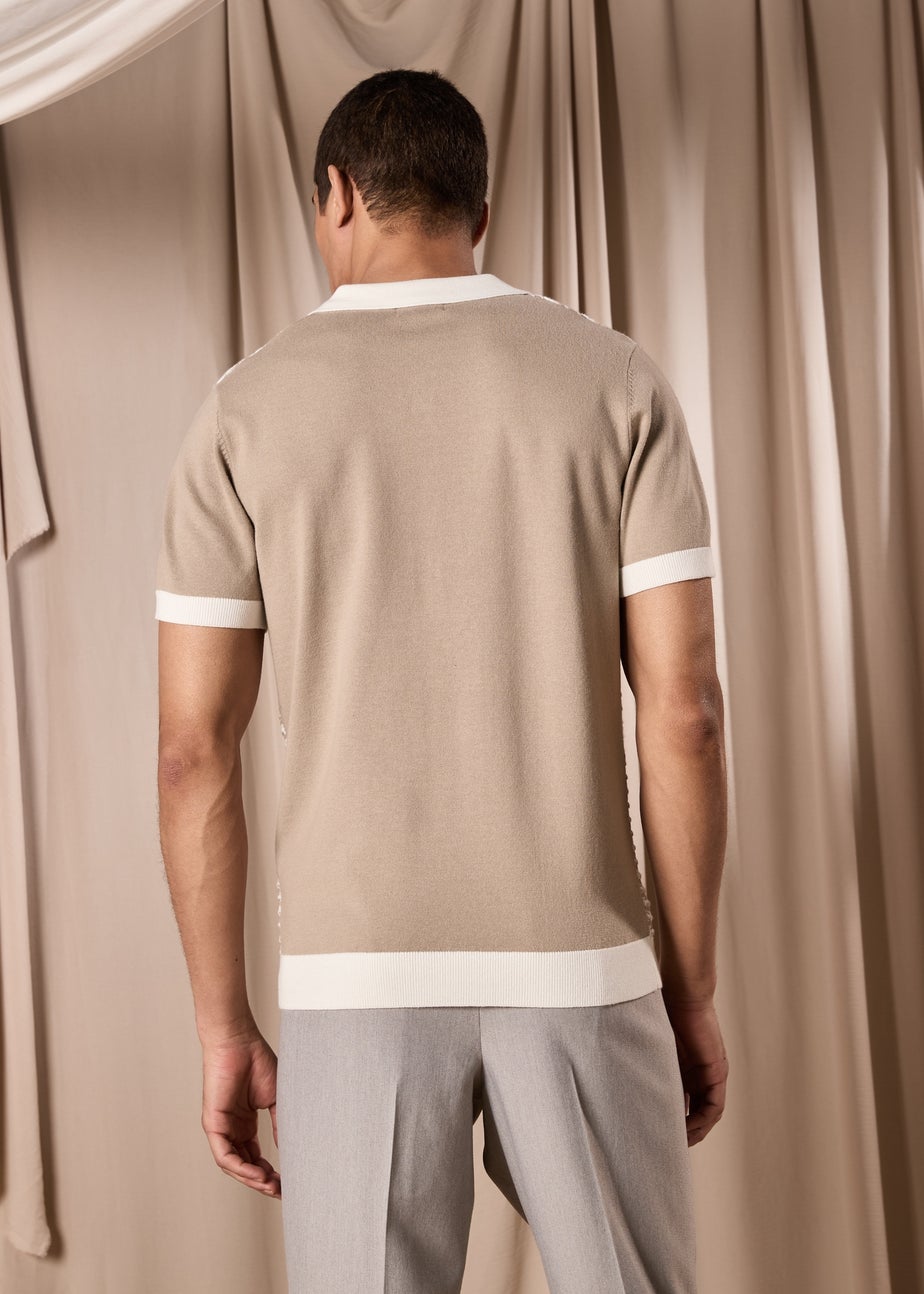 Stone Smart Textured Knitted Polo Shirt