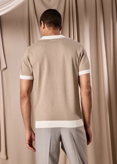 Stone Smart Textured Knitted Polo Shirt