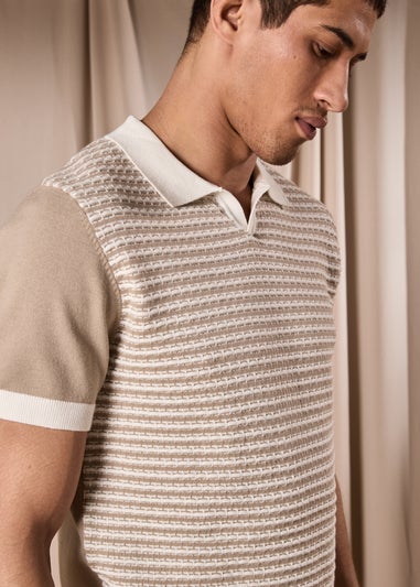Stone Smart Textured Knitted Polo Shirt