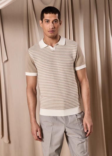 Stone Smart Textured Knitted Polo Shirt