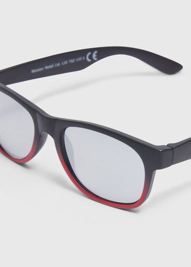 Boys Red Black Ombre Aviator Sunglasses