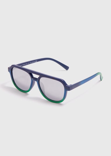 Boys Blue Green Ombre Aviator Sunglasses