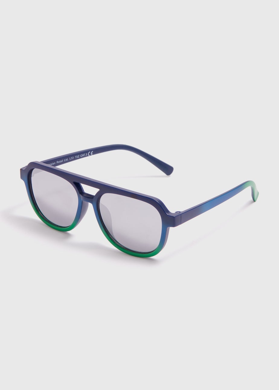Boys Blue Green Ombre Aviator Sunglasses