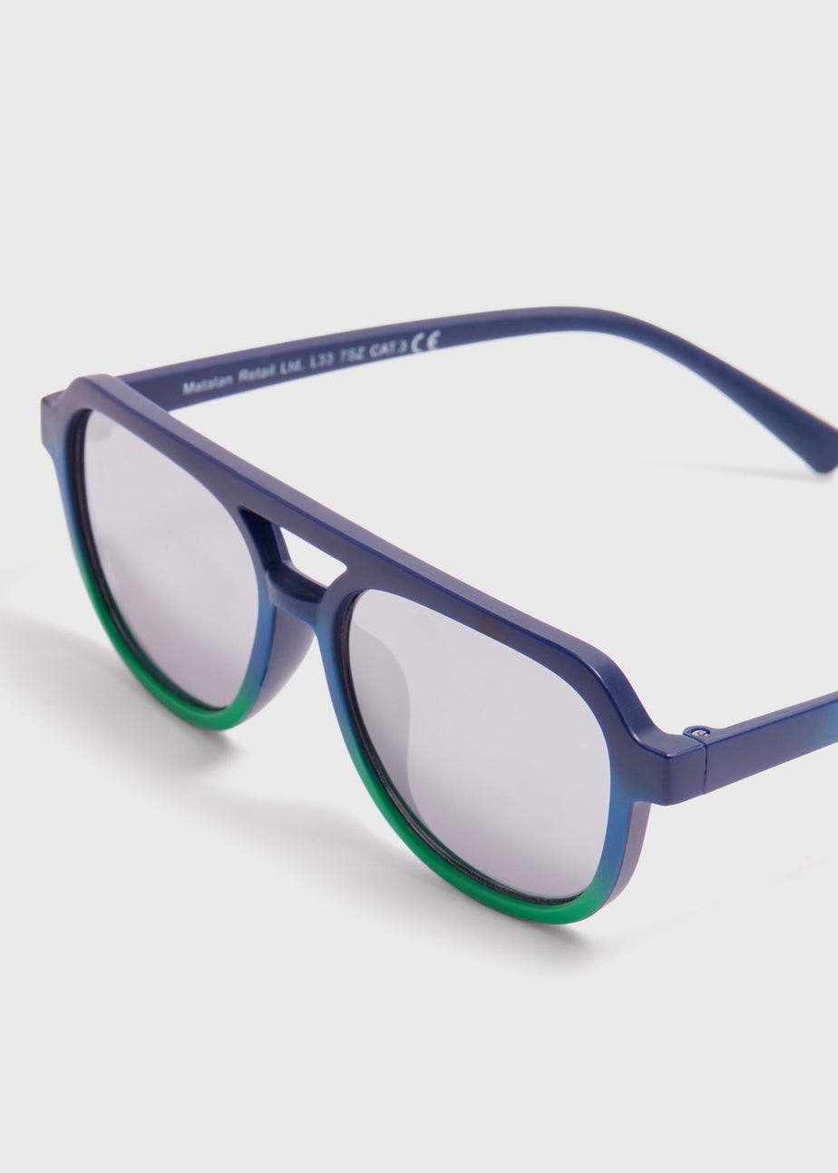 Boys Blue Green Ombre Aviator Sunglasses