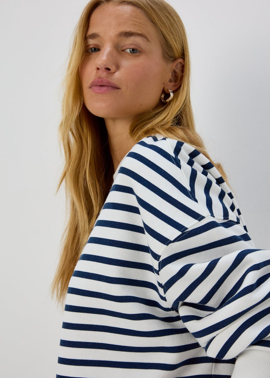 Blue Stripe Basic Sweatshirt
