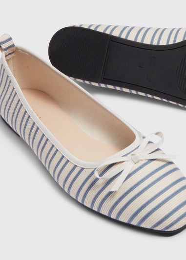 Blue Stripe Bow Ballet Flats