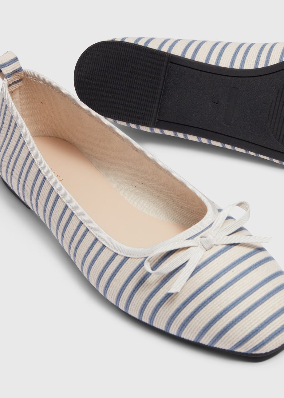 Blue Stripe Bow Ballet Flats