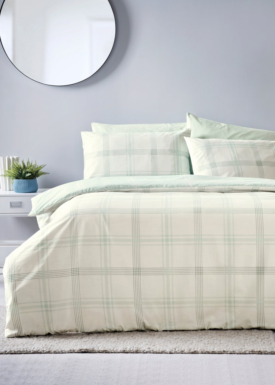 Blue Check Print Duvet Set