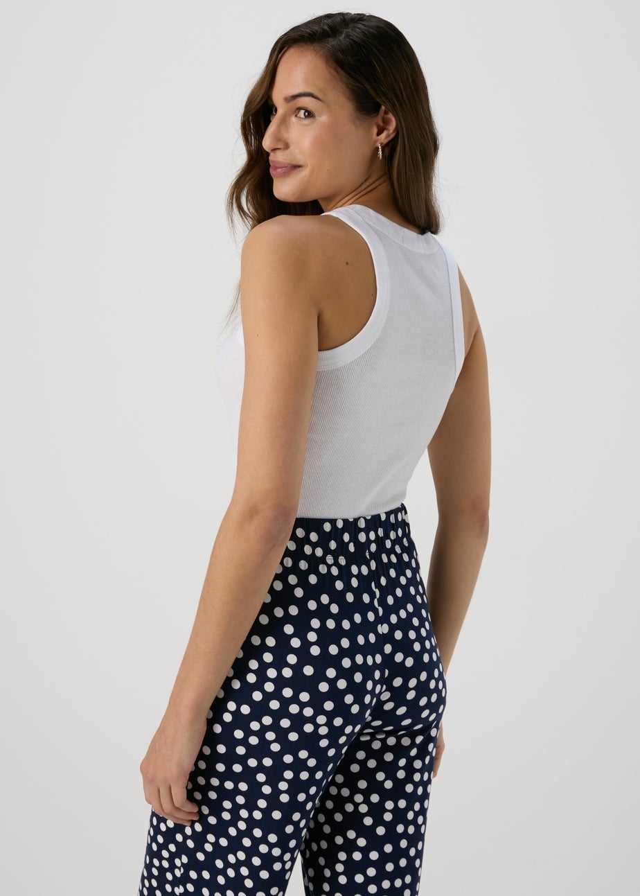 White Plain High Neck Ribbed Vest