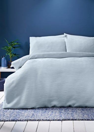 Blue Ruched Duvet Set