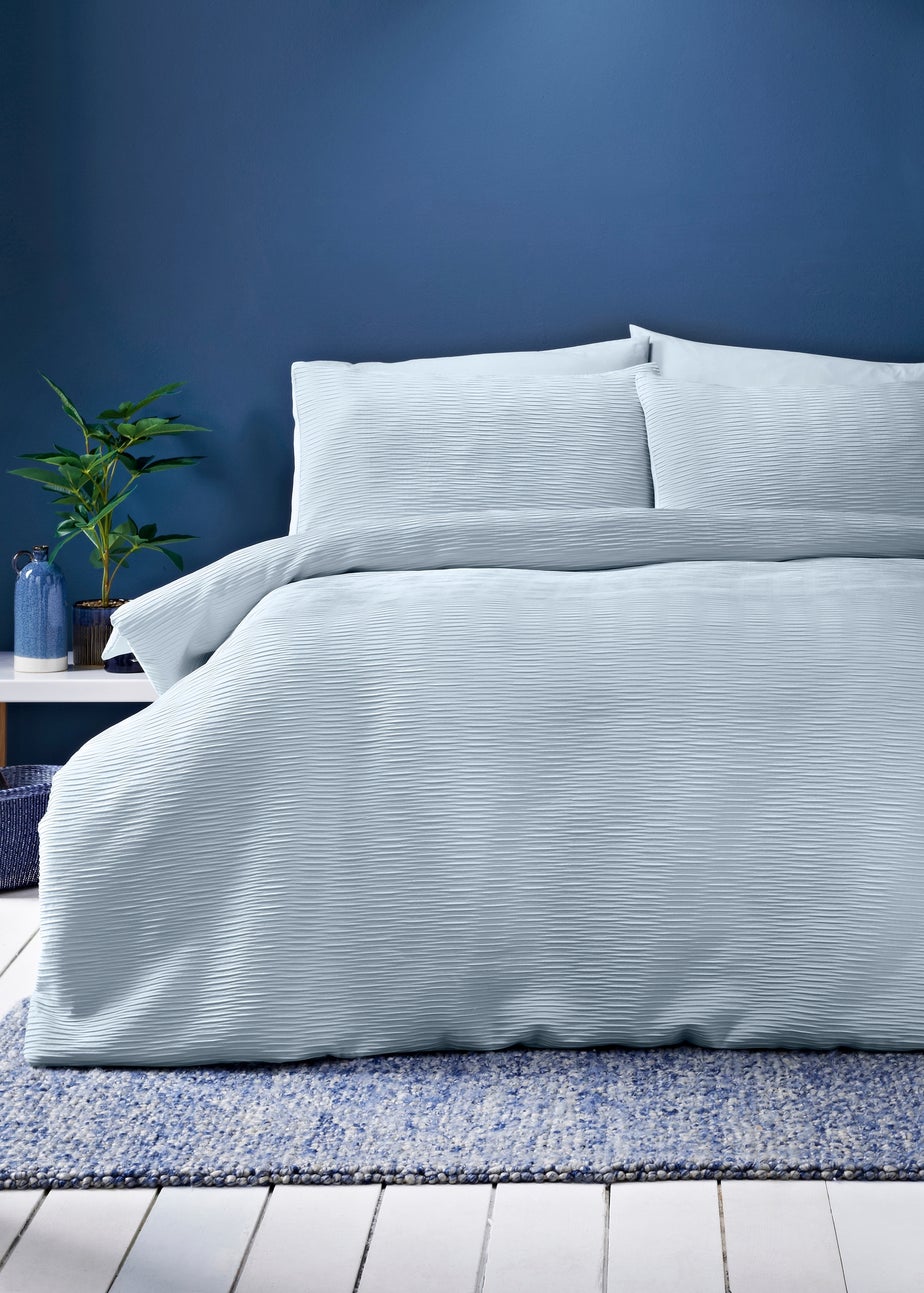 Blue Ruched Duvet Set