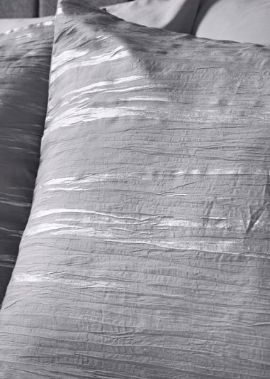 Grey Metallic Crinkled Duvet Set