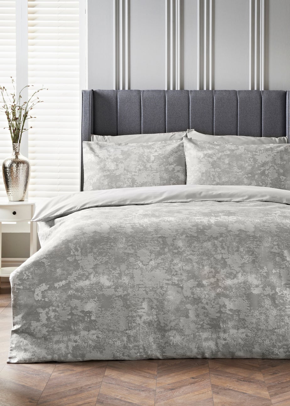 Grey Metallic Jacquard Duvet Set