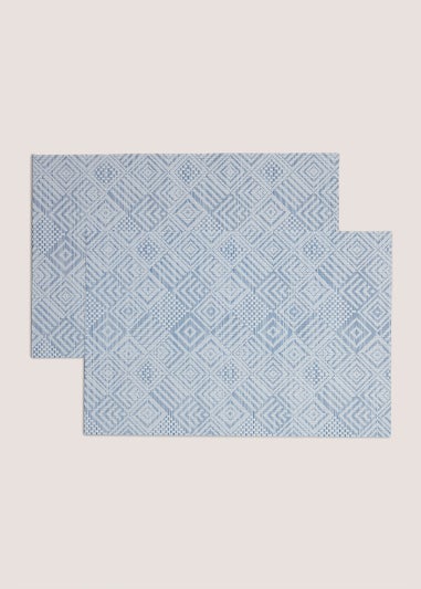 2 Pack Indigo Geo Print PVC Placemats (45cm x 30cm)